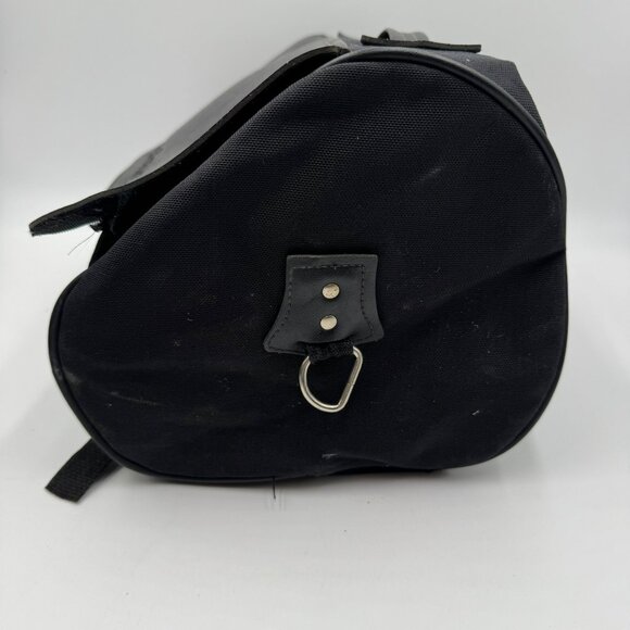Harley-Davidson Black Leather Canvas Travel Bag With Embossed Logo Durable Strap - Picture 8 of 12